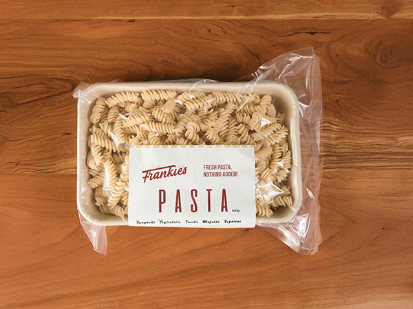 Chef Frankies Pasta Package Design, Italian Food Packaging Design, Pasta Label Design Australia, Food Label Design, Local Food Packaging Australia, Artisan Pasta Branding