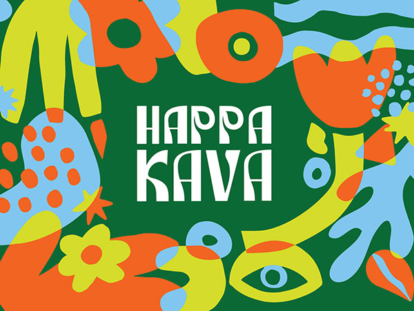 Package Design, Happa Kava Packaging Design, Beverage Packaging Design Australia, Kava Packaging Design, Gen Z Branding, Vibrant Packaging Design, Alcohol Alternative Branding