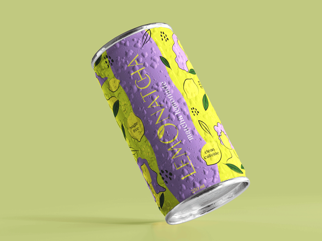 Drink Packaging Design, Matcha Packaging Branding, Lemonade Packaging Design, Lemonade Matcha Packaging Design