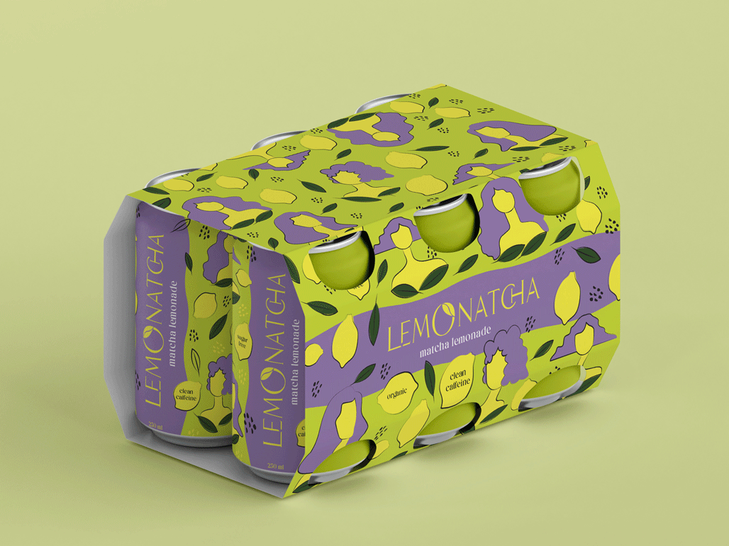 Drink Packaging Design, Matcha Packaging Branding, Lemonade Packaging Design, Lemonade Matcha Packaging Design