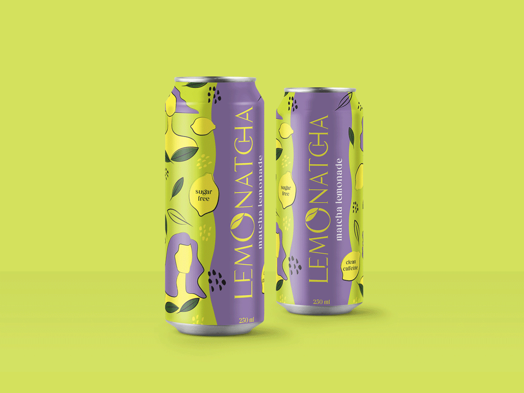 Drink Packaging Design, Matcha Packaging Branding, Lemonade Packaging Design, Lemonade Matcha Packaging Design