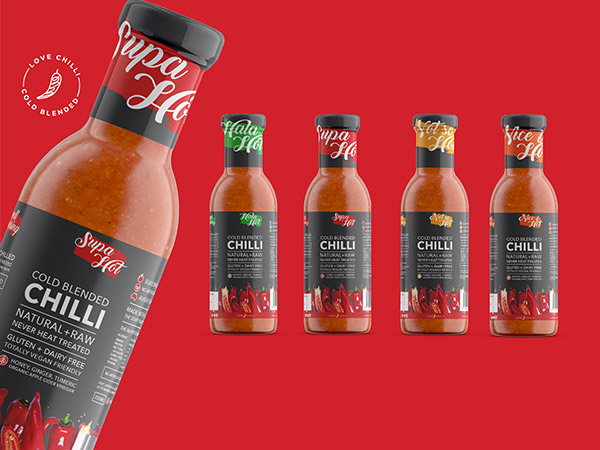 Chilli Packaging Design, Cold blended Packaging Design, Bottle Label Design