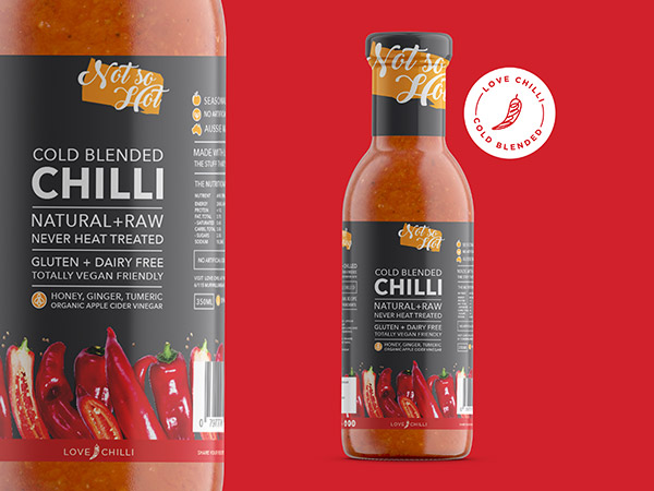 Chilli Packaging Design, Cold blended Packaging Design, Bottle Label Design