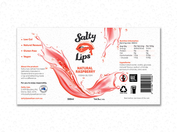 Vodka Seltzer Packaging Design, Vodka Branding Design, Drink Label Design