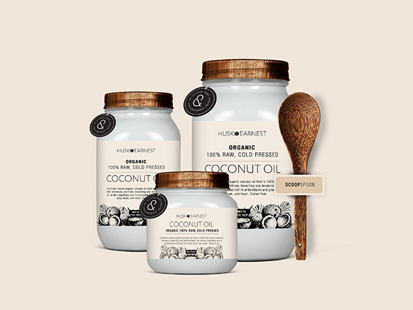 HUSK &  EARNEST - Coconut Oil Packaging Design