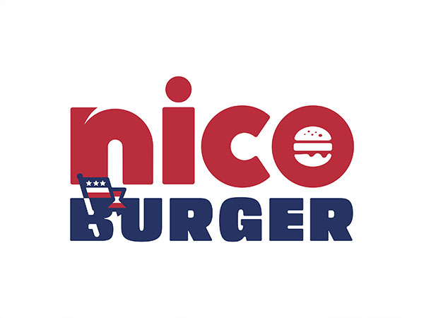 Nico Burger American Burger Branding, Food Truck Branding Australia, Burger Packaging Design, American Diner Visual Identity, Street Food Brand Design, Bold Logo Design Australia, Burger Brand Packaging