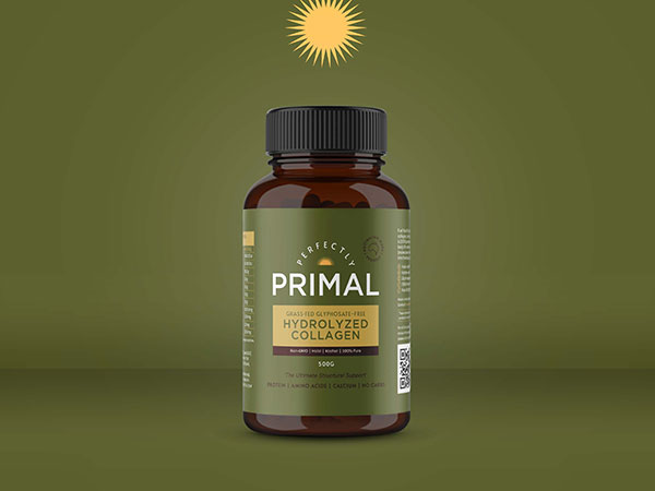 Perfectly Primal Supplements Packaging Design, Supplement Branding Australia, Health and Wellness Package Design, Nutritional Supplements Packaging, Australian Supplement Label Design, Modern Packaging Design