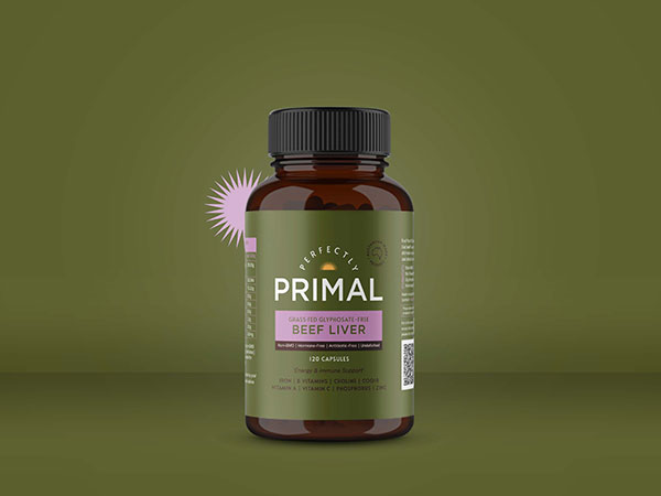 Perfectly Primal Supplements Packaging Design, Supplement Branding Australia, Health and Wellness Package Design, Nutritional Supplements Packaging, Australian Supplement Label Design, Modern Packaging Design
