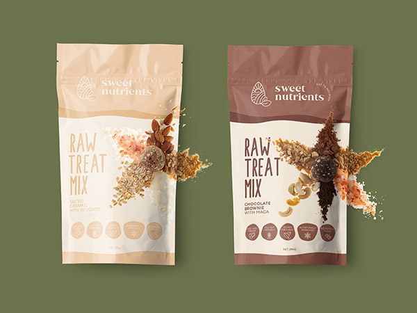 Food Packaging Design, Raw Treat Branding, Protein ball Packaging