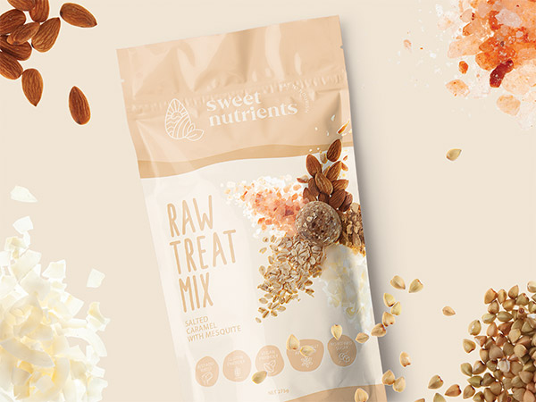 Food Packaging Design, Raw Treat Branding, Protein ball Packaging