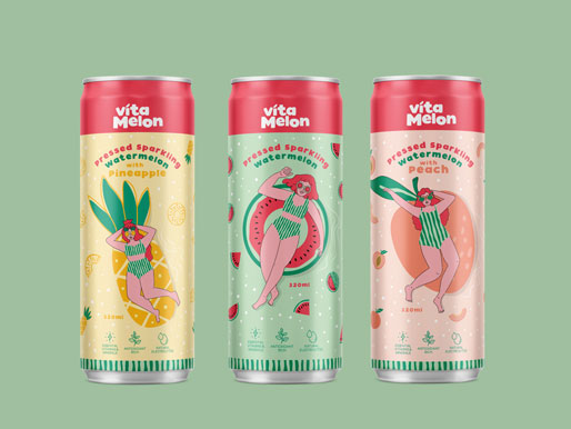 Package Design, Vitamelon Package Design, Australia Label Design, Package Design Australia, Juice Label Design, Sparkling Juice Package Design